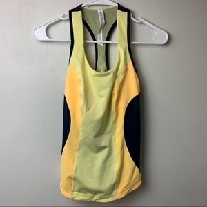 Lululemon Cardio Kick Yellow Blue Athletic Tank Top size 6